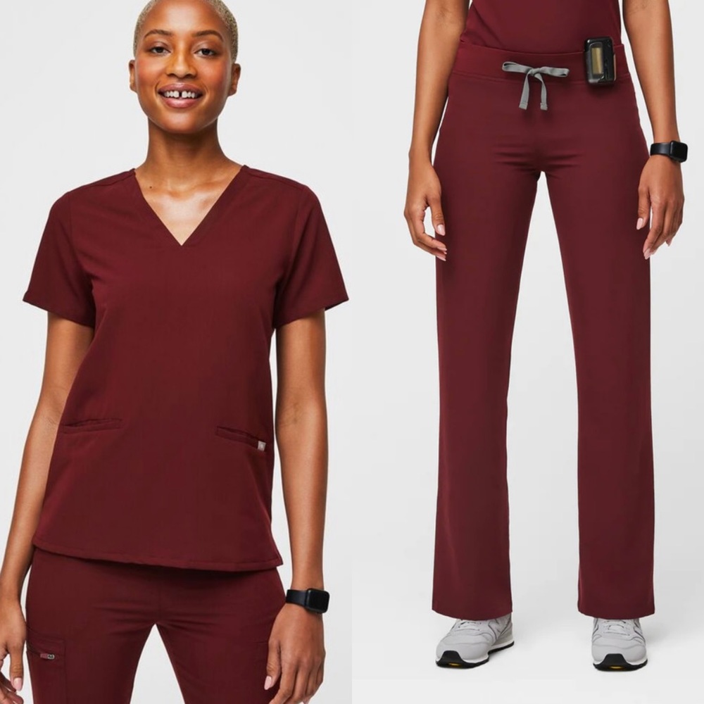 Figs Women's Burgundy Scrub Set